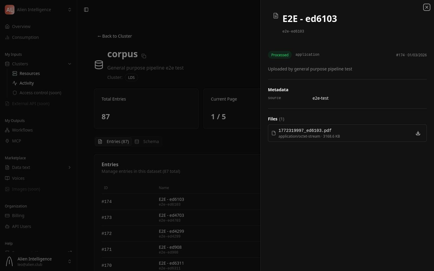 Entry detail page showing processed content